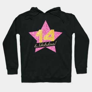 14th Birthday Gifts Women Fabulous - Pink Gold Hoodie